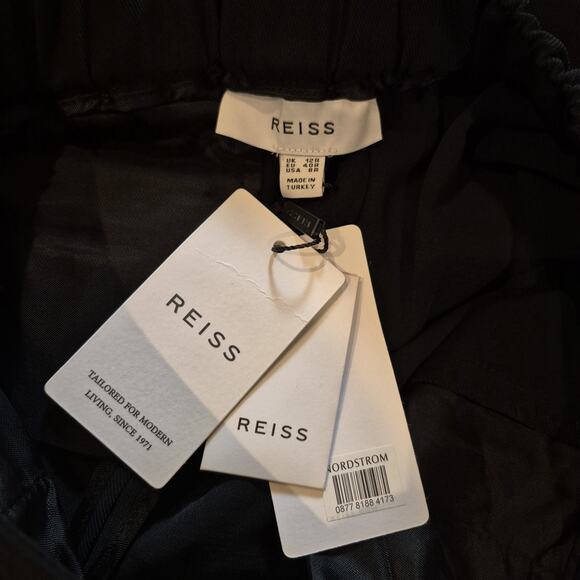 REISS Aleah Wide Leg Trousers Women Size US 12 Black Pants Pockets Sophisticated - Picture 4 of 12